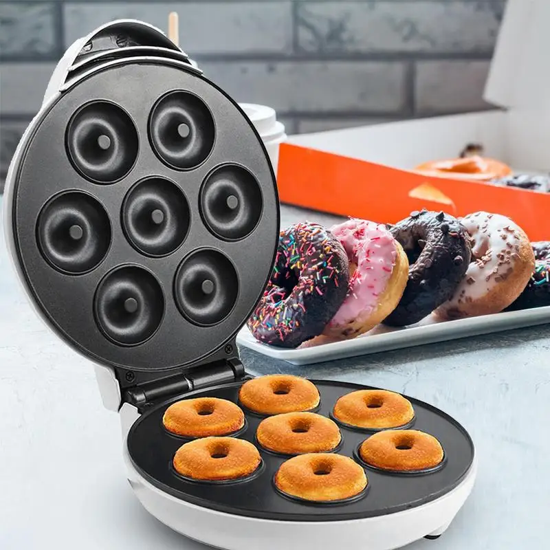 

Электрическая мини-машина для пончиков, 1200 Вт, антипригарная кухонная форма для пончиков, форма для детского завтрака, закусок, десертов, 7 пончиков