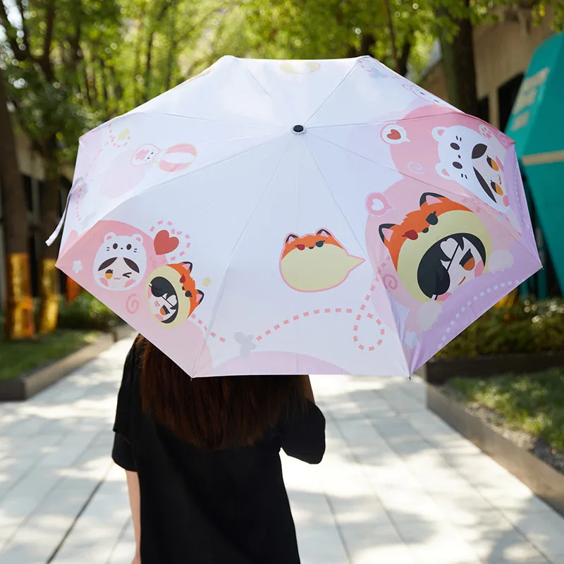 

Comics Anime Official Tian Guan Ci Fu TGCF Hua Cheng Xie Lian Cosplay Q Version Cute Fox Portable Folding Rain Umbrella Gift