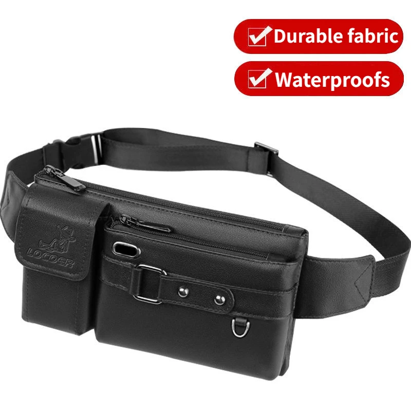 Genuine leather men's waist bag fashionable luxurious leather bag outdoor waterproof belt bag travel cycling crossbody bag