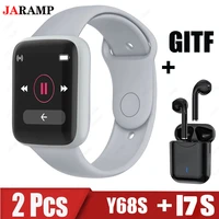 jaramp 2pcs d20 pro i7s bluetooth smart watch men women y68s blood pressure heart rate monitor sport smartwatch fitness tracker