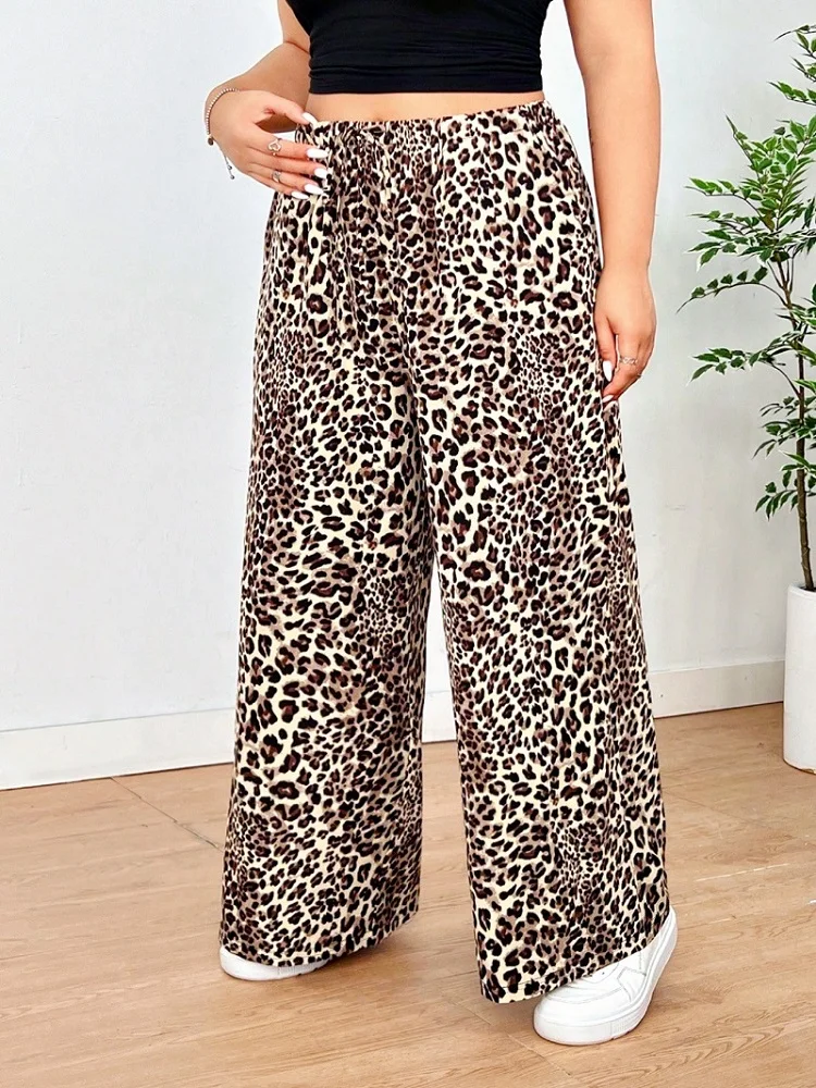 Осенне-зимние новые прямые брюки с леопардовым принтом повседневные популярный