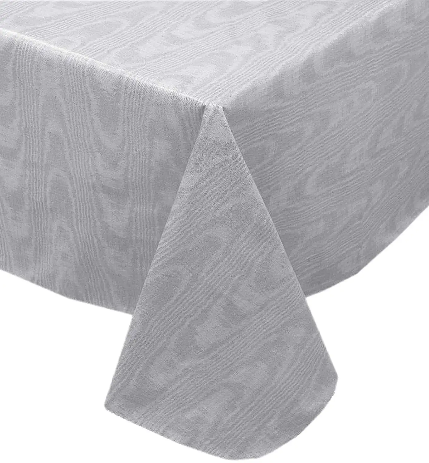 

Gray Moire Wavy Solid Color Print Heavy Gauge Vinyl Flannel Backed Tablecloth, Hotel Quality Heavyweight Wipe Clean Easy Care Ta