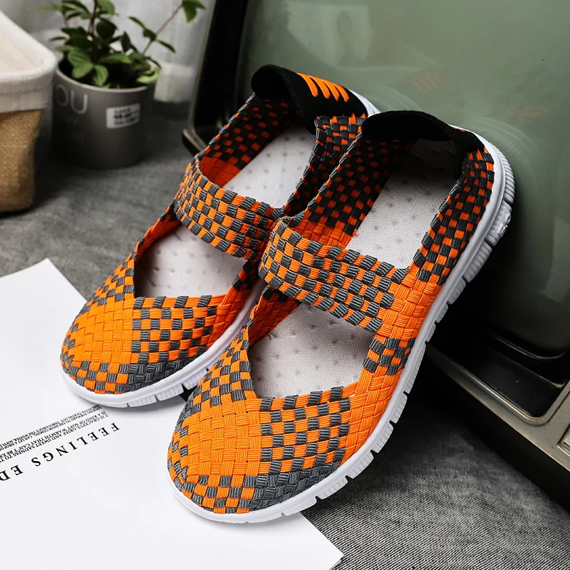 Handmade Woven Women's Sandals Breathable Female Flat Shoes  2023 Summer Loafers Shoes for Women's Colorful Luxury Flat Sandals
