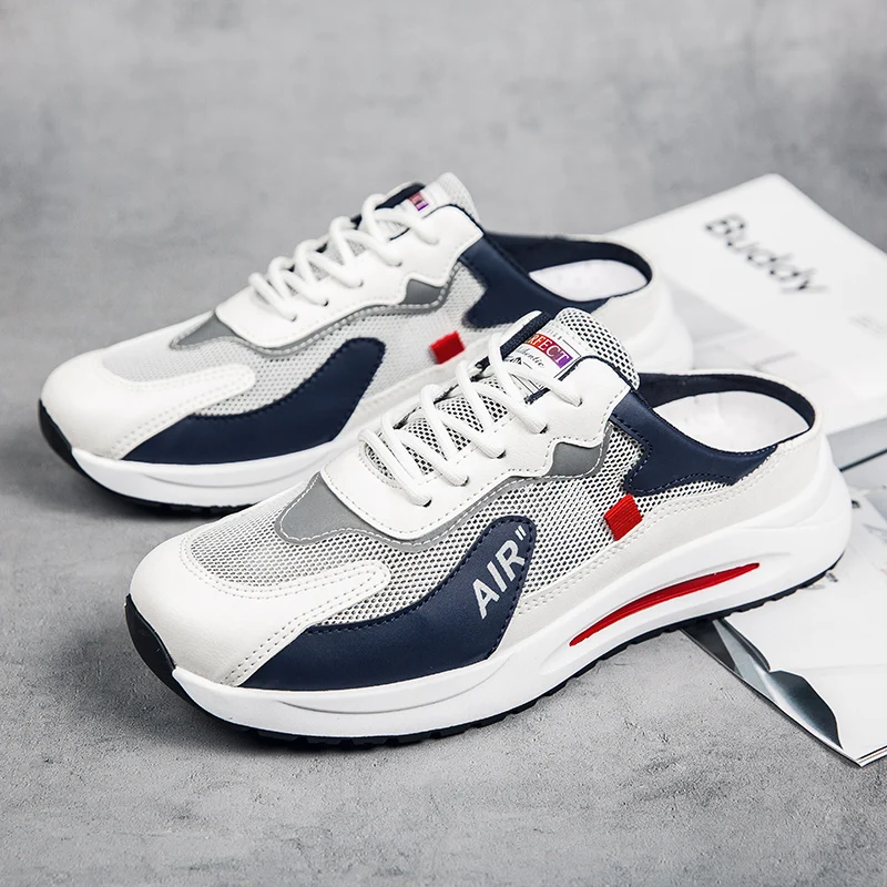 Мужские летние полутапочки 2024 дышащая сетчатая мужская обувь Уличная