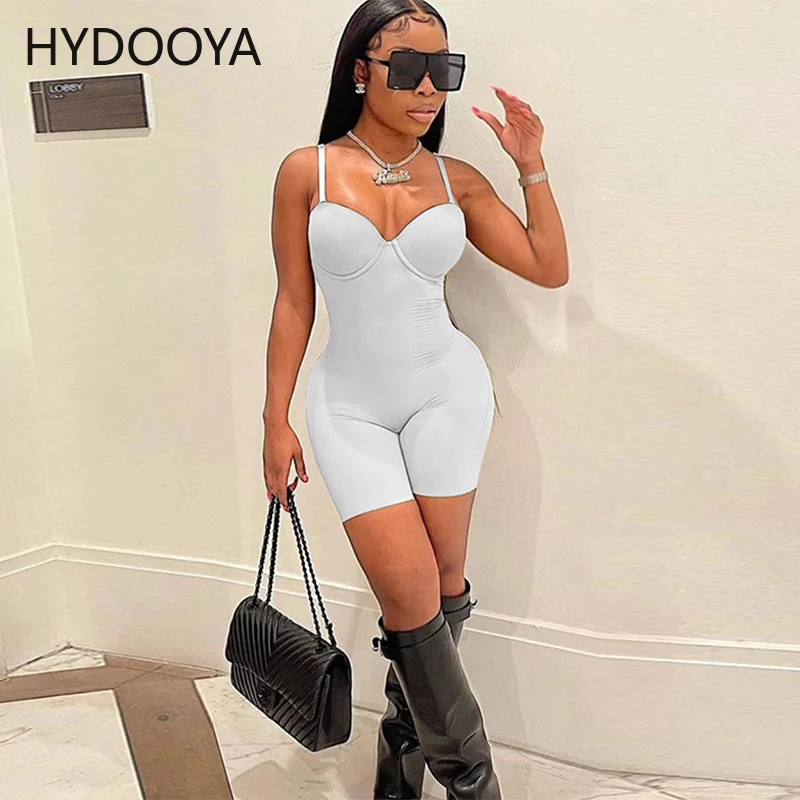 

2022 Summer Women Sexy Spaghetti Strap Playsuit Sleeveless Bodycon Solid Rompers Slim Jumpsuits Streetwear Overalls for Women