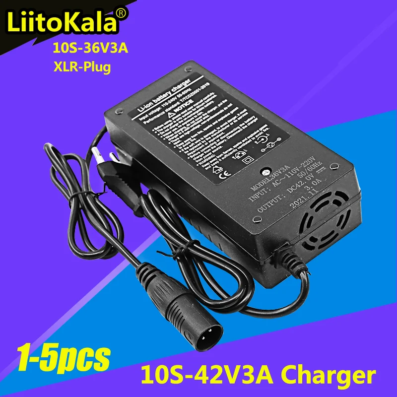 Зарядное устройство LiitoKala для литиевых аккумуляторов 10S, 36 В, 42 В, 3 А, 1-5 шт.