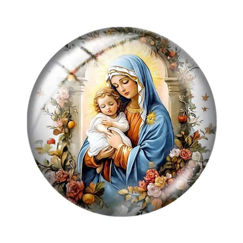 Фото Акварель Рождественская сцена Clipart 12 мм/18 мм/20 мм/25 мм Круглый фотостекло кабошон демонстрационная плоская задняя часть Изготовление выводов №5
