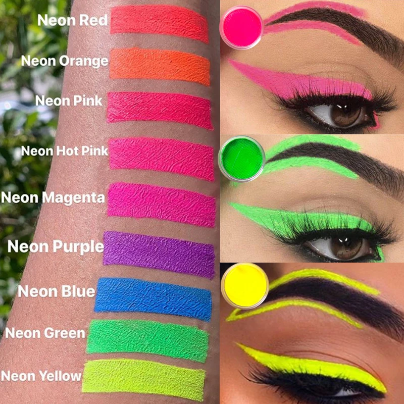 Water Activated Vibrant Face And Body Paint Non-Toxic Professional Makeup Pigment Black Light UV Reactive Glow In Dark Eyeliner