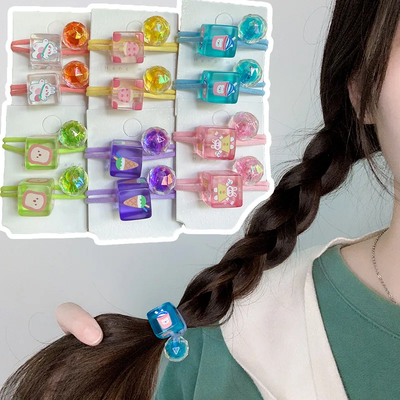 

2 шт./лот корейские Разноцветные Детские резинки для волос в виде Круга Из Мультфильма красивые украшения для волос женская резинка для воло...