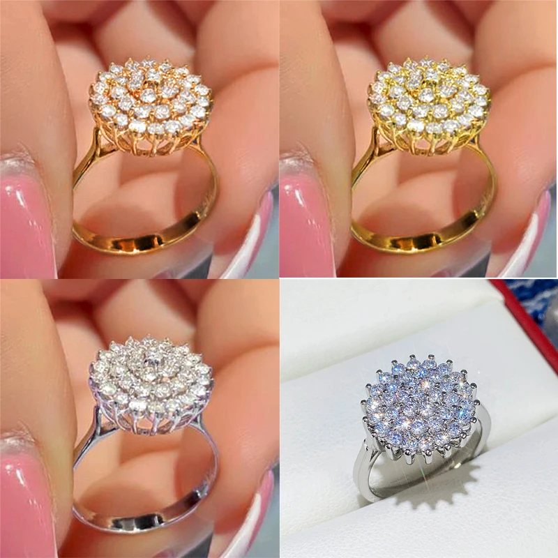 

New Novel Design Flower Ring for Women Brilliant Cubic Zirconia Luxury Proposal Engagement Rings Fancy Gift Fashion Jewelry