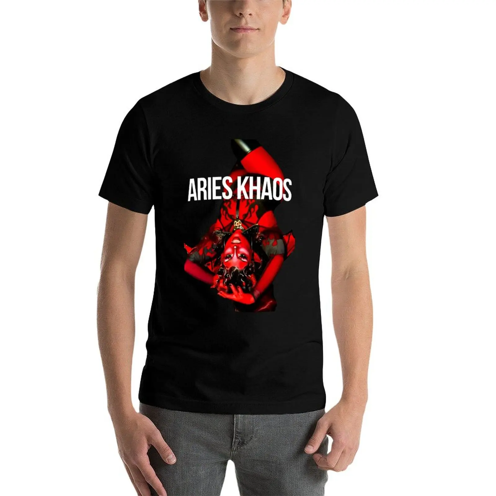 Фото Футболка Aries Khaos Upside Down, базовый топ с короткими рукавами больших размеров №4