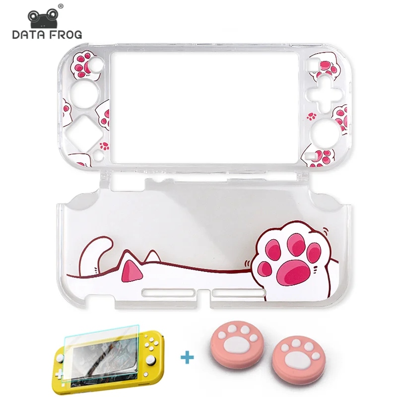 

DATA FROG Kawaii Protective Case for Nintendo Switch Lite Console Cat Paw Skin Cover Shell Film Joy Con for NS Lite Accessories