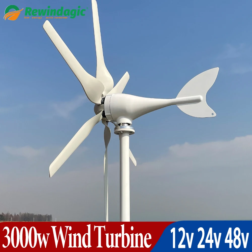 

3000W Wind Turbine 12V 24V 48V Wind Generator 6 Blades With MPPT Controller Windmill for RV Yacht Farm Home Appliance
