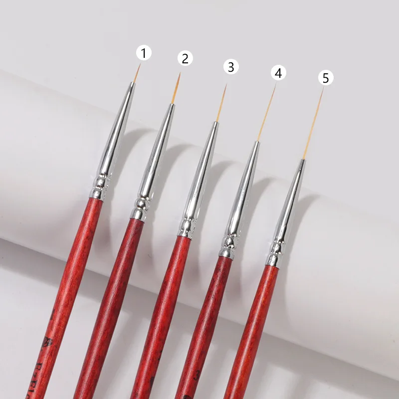 

5PC/set 3D Tip Painting Drawing Nail Brushes Design Manicure Slim Line Drawing Pen UV Gel Brushes Manicure Tools 11/9mm