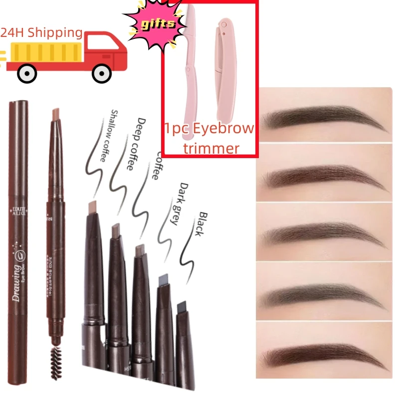 

5 Colors Double Ended Eyebrow Pencil Rotating Waterproof Long Lasting Triangle Eye Brow Tattoo Pen Makeup Easy To Wear Cosmetic