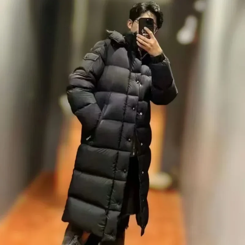 Moncl *r Зимняя мужская белая куртка на гусином пуху теплая приталенная