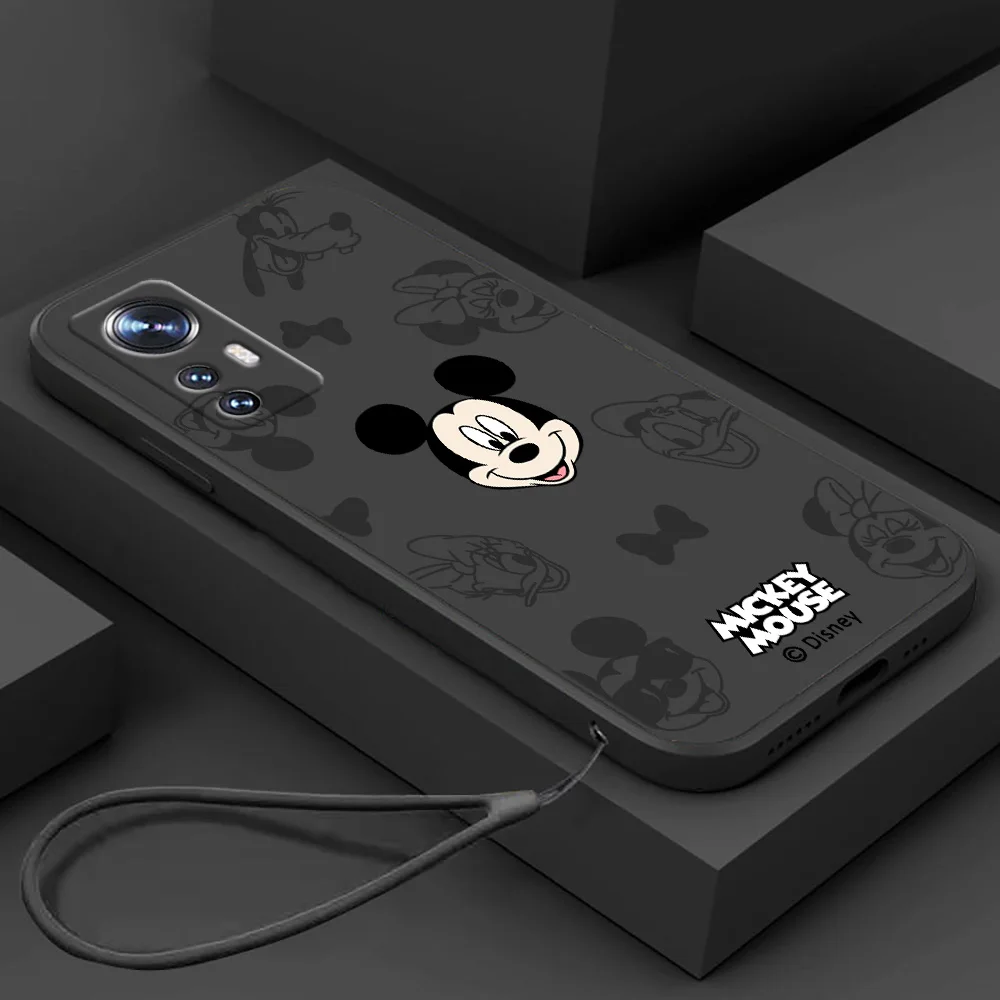 

NEW Cute Mickey Mouse Disney Phone Case For Xiaomi Mi 12T 12S 12 11T 11 10T 10S 10 9 Ultra Lite Pro Liquid Rope Funda Cover