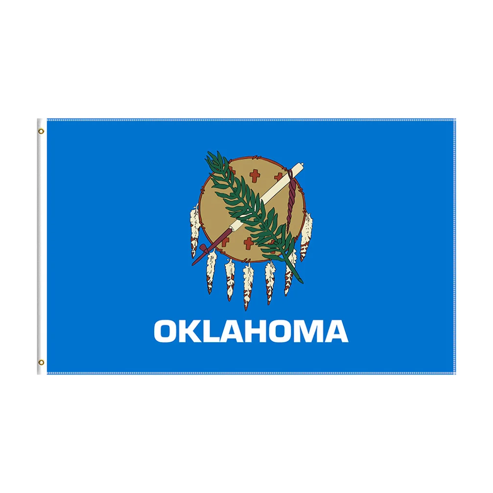 One Piece 3x5 Ft Oklahoma Flag Polyester Digital Printed USA State Banner For Celebration