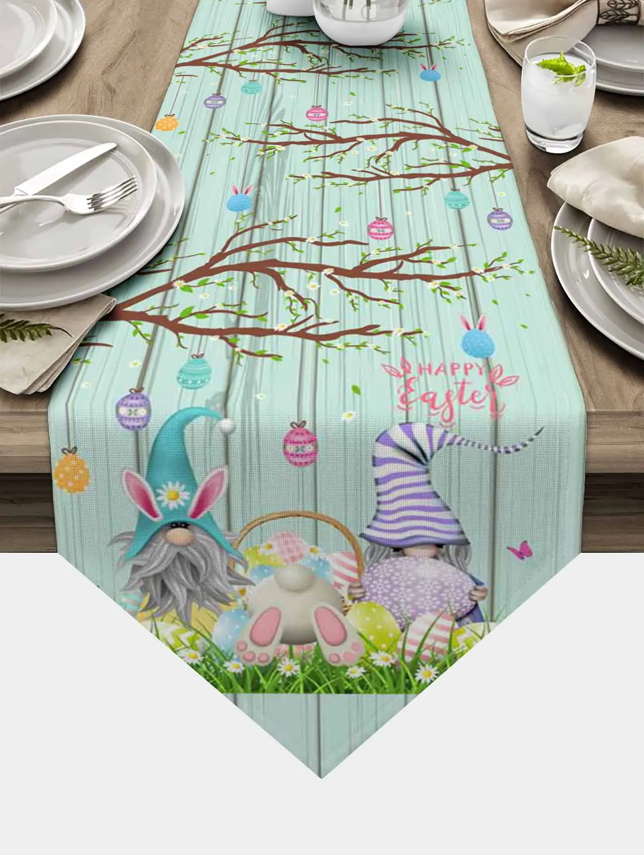 

Пасхальное яйцо, гном, кролик, ягодицы, цветок, бабочка, деревянная зернистая настольная дорожка, столовая, Свадебная вечеринка, искусственн...