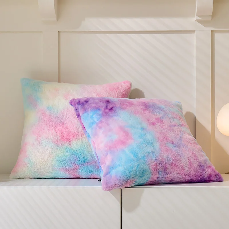 Чехол для подушки из искусственного кроличьего меха, 45x45 см, наволочка для подушки в форме радуги, очень мягкая наволочка для дивана, удобный декор, наволочка для гостиной
