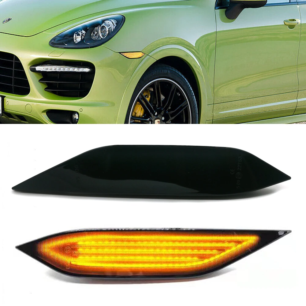 

2Pcs Amber LED Side Marker Light Arrow Turn Signal Blinker Indicator Lamps For Porsche Cayenne 958 92A 2011-2014 # 95863107200