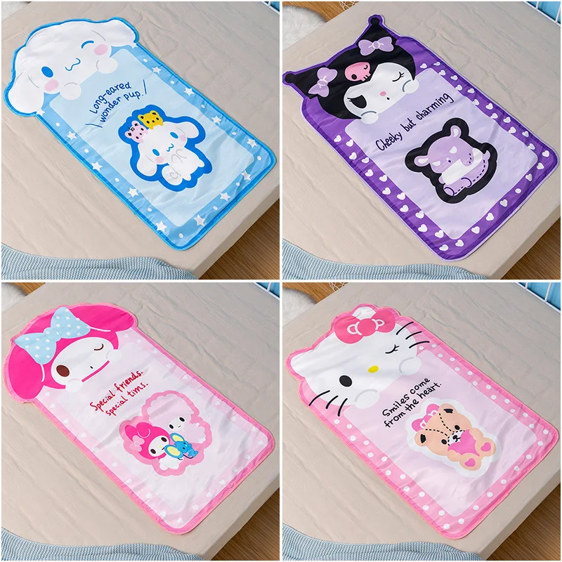 

Sanrio Hellokitty Mymelody Kuromi Cinnamoroll Cartoon Summer Ice Silk Mat Children's Air Conditioning Mat Breathable Soft Mat