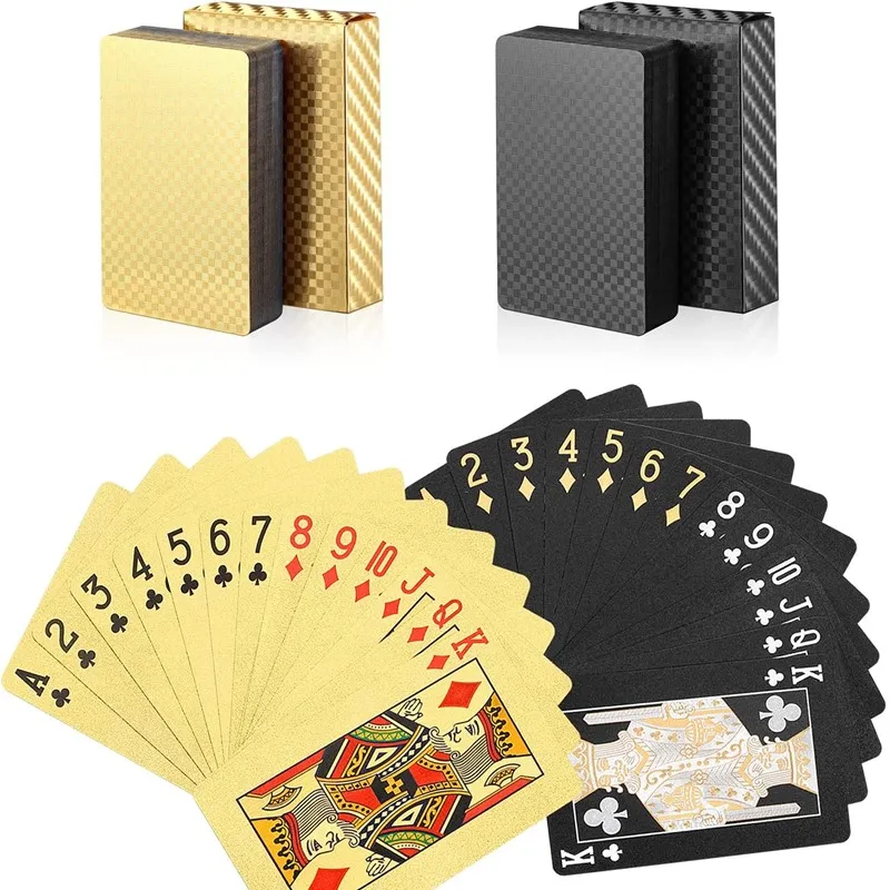 

Game Poker Laser Magic Glod Toys Waterproof Bar Package Gift Card Collection Pattern Black Suit Board Playing Game Dmagic
