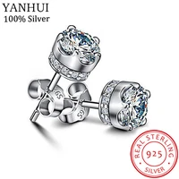 yanhui luxury original tibetan silver s925 stud earring 5a grade cubic zirconia earring for women gift wedding jewelry e228