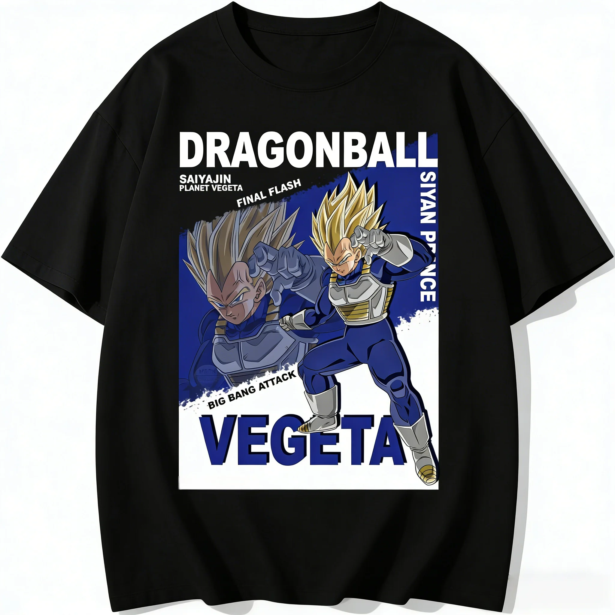 Фото Футболка Dragon Ball Z с изображением аниме-персонажа Вегеты, принца сайянов, с короткими рукавами, из высококачественного хлопка, модная уличная одежда, футболки №1