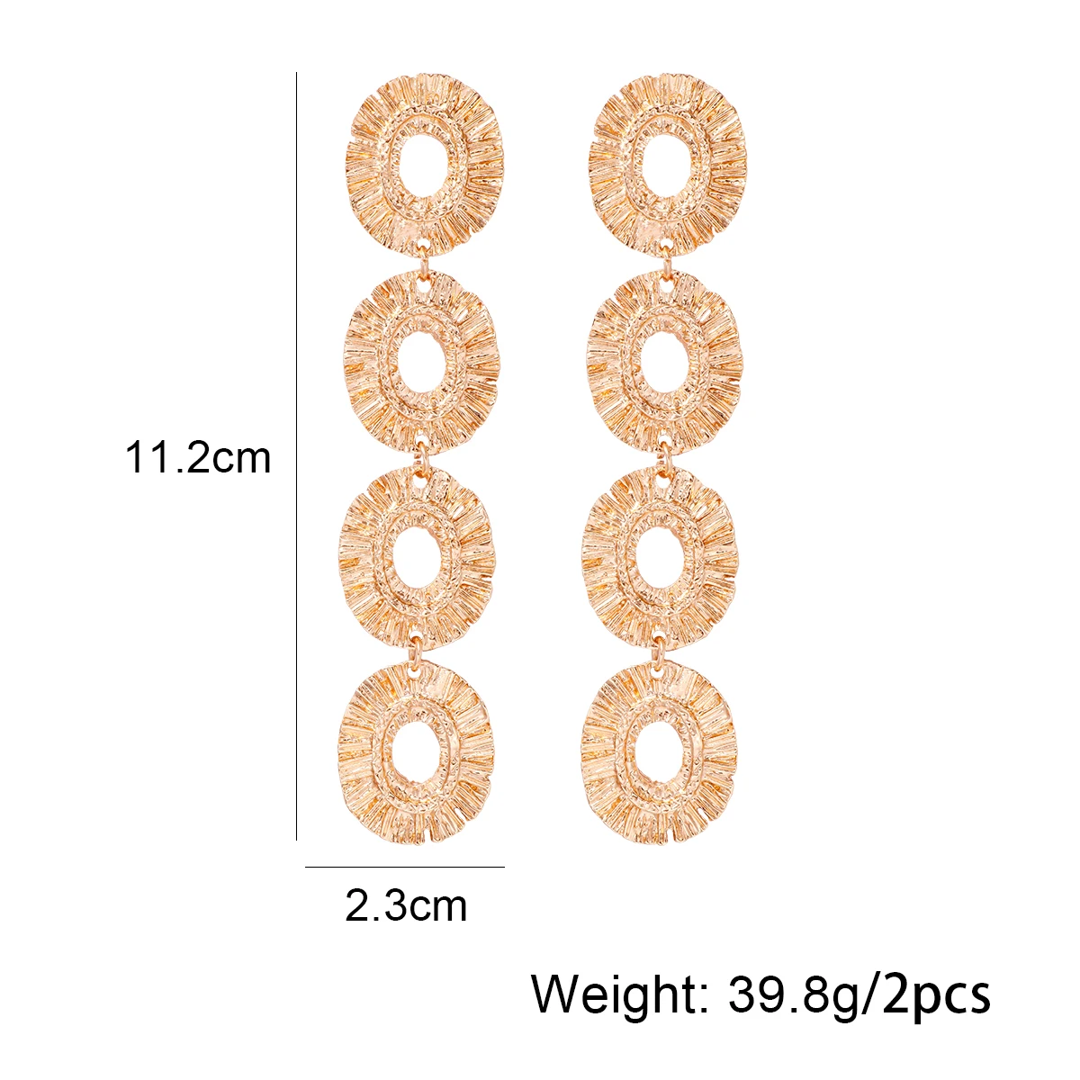 Винтажные золотые Многослойные овальные металлические длинные серьги-капли для