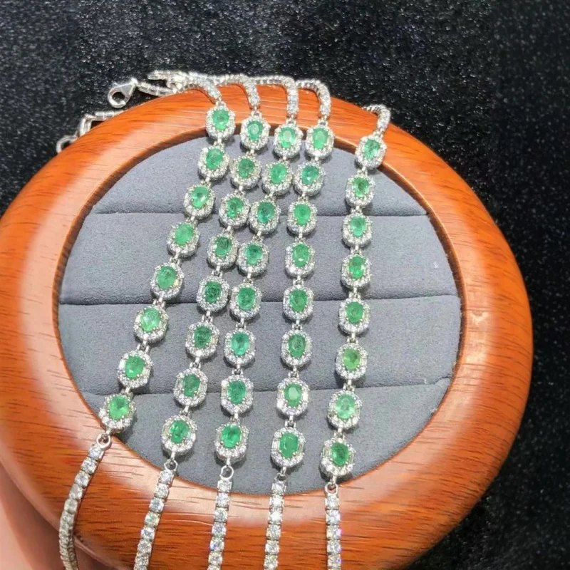 Натуральный Изумрудный браслет 925 серебряного цвета основной камень 3*4 м