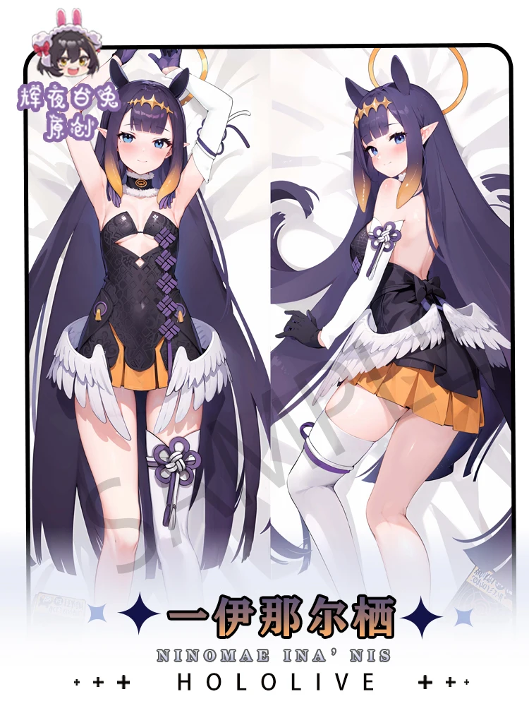 Аниме Hololive Vtuber Ninomae inзай дакимакура обнимающая тело подушка в 2 направления