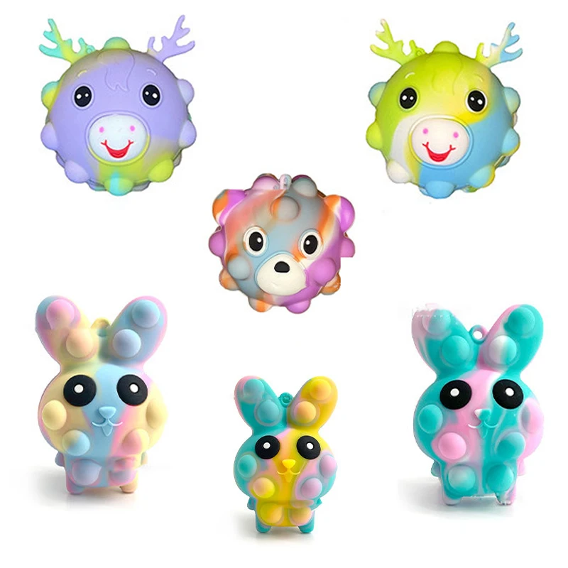

Anti-Pressure Squeeze Toy Silicone Sensory Stress Balls Easter Rabbit Unicorn Bear with Pop Out Eye for Autistic ADHD Kid Gift