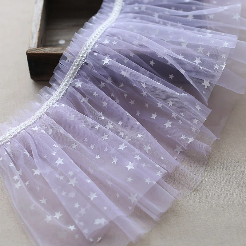 

Двухслойная плиссированная сетчатая ткань с принтом звезд, 25 см