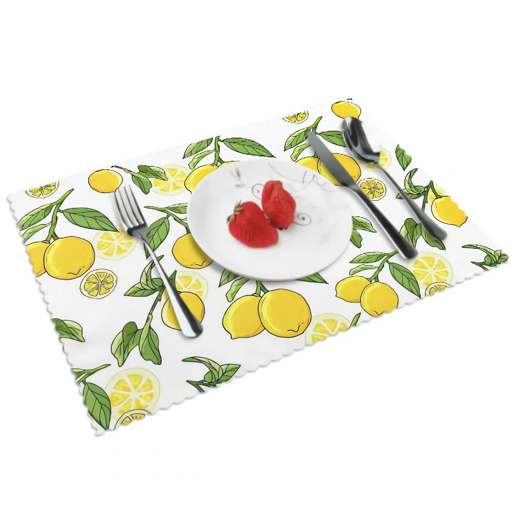 

Yellow Lemon Placemats for Dining Table 12 x 18 inches Heat Resistant Table Placemats Set of 4 for Kitchen Dining Table