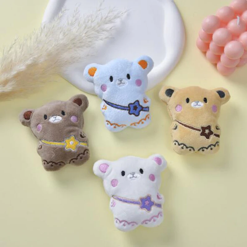 

6pcs/lot 7*7cm New Cartoon Plush Bear Patches DIY Cotton-filled Creative Accessories Children's Clothing Bags Decorations