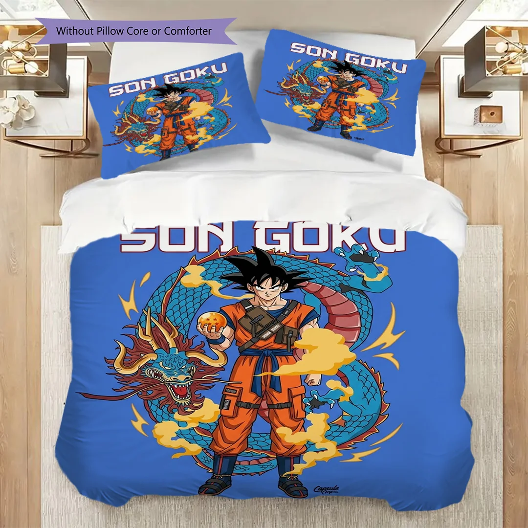 Фото Комплект постельного белья с принтом и наволочками с дизайном Dragon Ball для спальни - kwq327 №2