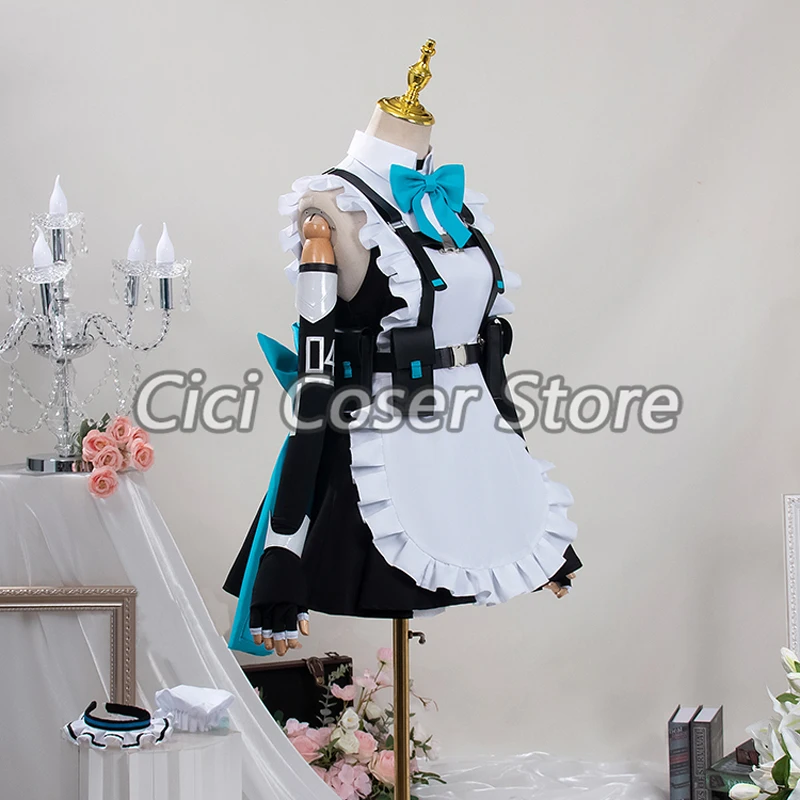 Фото Игровая Аниме Синий архив Косплей Asuma Toki Lolita горничная униформа орнамент для одежды бант костюм Хэллоуин Карнавальный костюм парик обувь реквизит №4