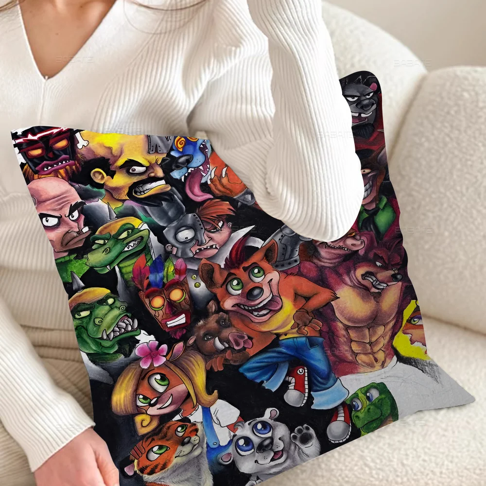 C_CrashS_B- Bandicoot Game Подушка Аниме Диван-кровать Голова Наволочка Чехол 45x45 см Мода