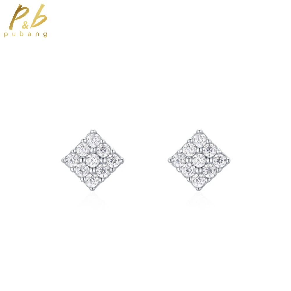 

PuBang Fine Jewelry 925 Sterling Silver Full Gemstone High Carbon Diamond Stud Earrings for Women Anniversary Gift Drop Shipping