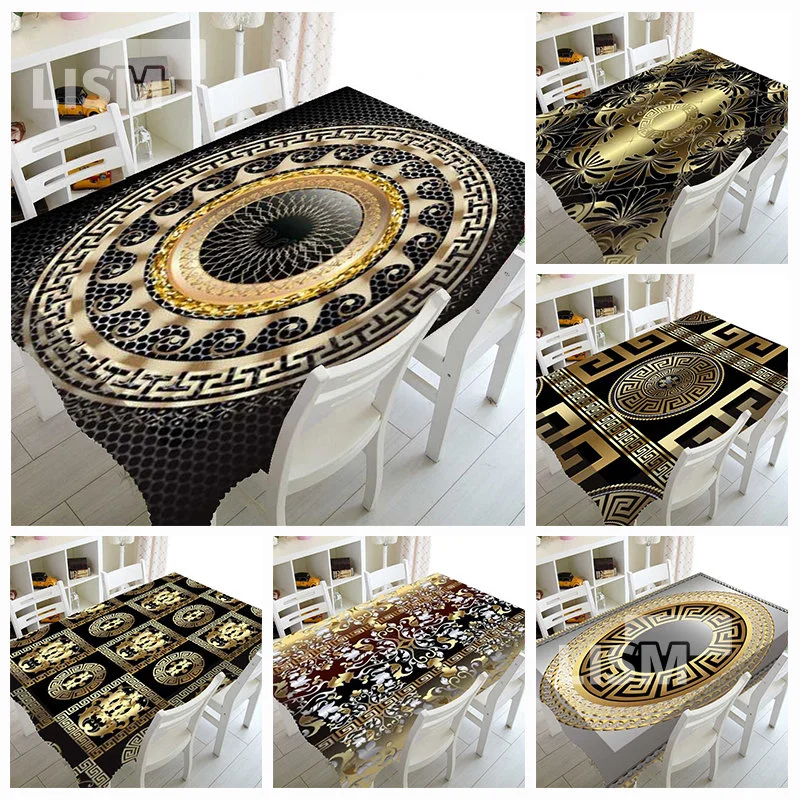 

Greek Key Meander Tablecloth Abstract Geometry Rectangle Dining Table Cover Birthday Party Living Room Aesthetics of Decoration