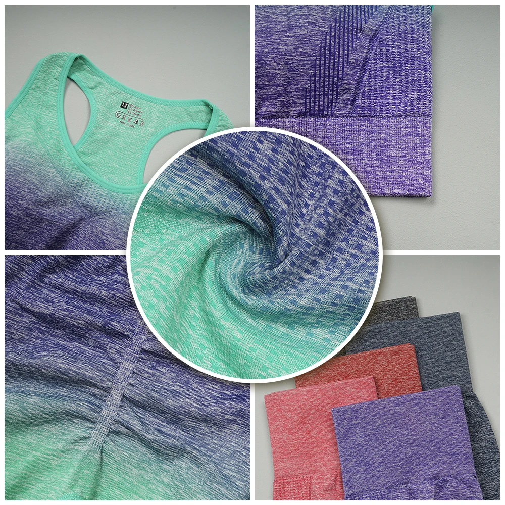 2/3/5PCS Seamless Women Yoga Set Workout Sportswear Gym Clothing Fitness Long Sleeve Crop Top High Waist Leggings Sports Suits