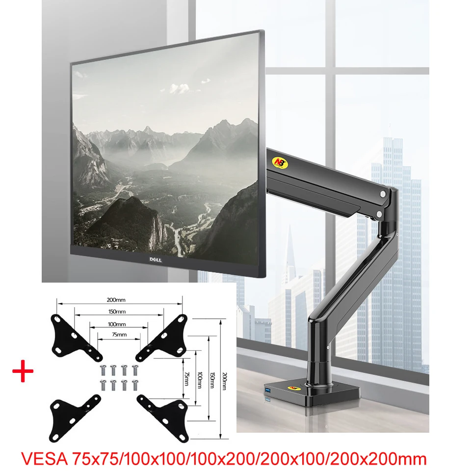 NB G40 Gas Spring Arm 22-40 inch Screen Desktop Monitor Holder 360 Rotate 3-15kgs Monitor Mount Arm with USB 3.0 Port images - 6