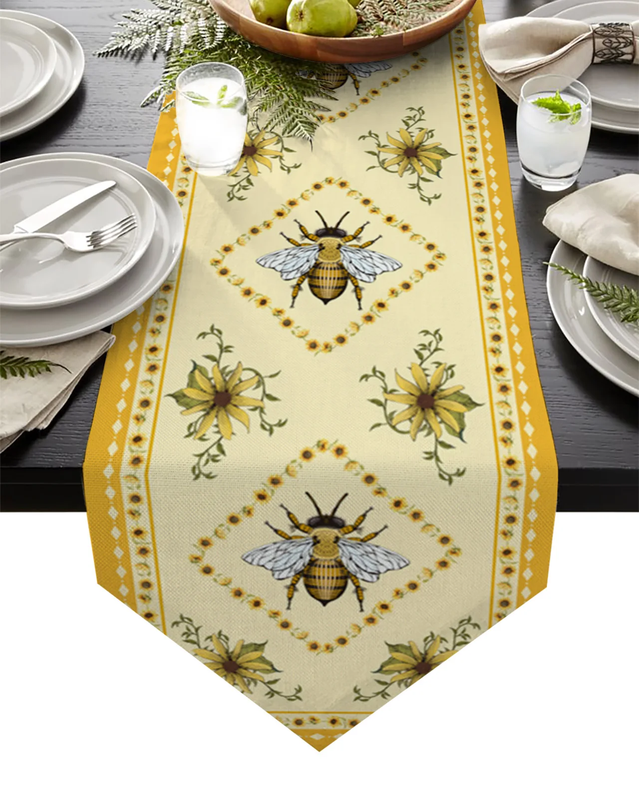 

Идиллические скатерти в виде подсолнуха, пчелы, свадебное украшение, современный декор для обеденного стола, скатерти для стола