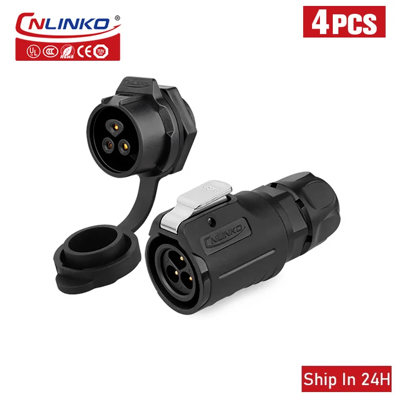 

Cnlinko 4pcs LP16 Plastic M16 3pin Waterproof 10A 400V Power Connector Male Plug Socket Joint Wire Adapter for Aviation Industry
