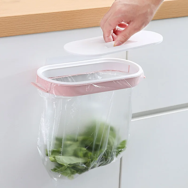 

Portable Plastic Garbage Hanging Bag Kitchen Trash Storage Rack Bag Hook Scouring Pad Dry Shelf Holder Kitchen Organzier