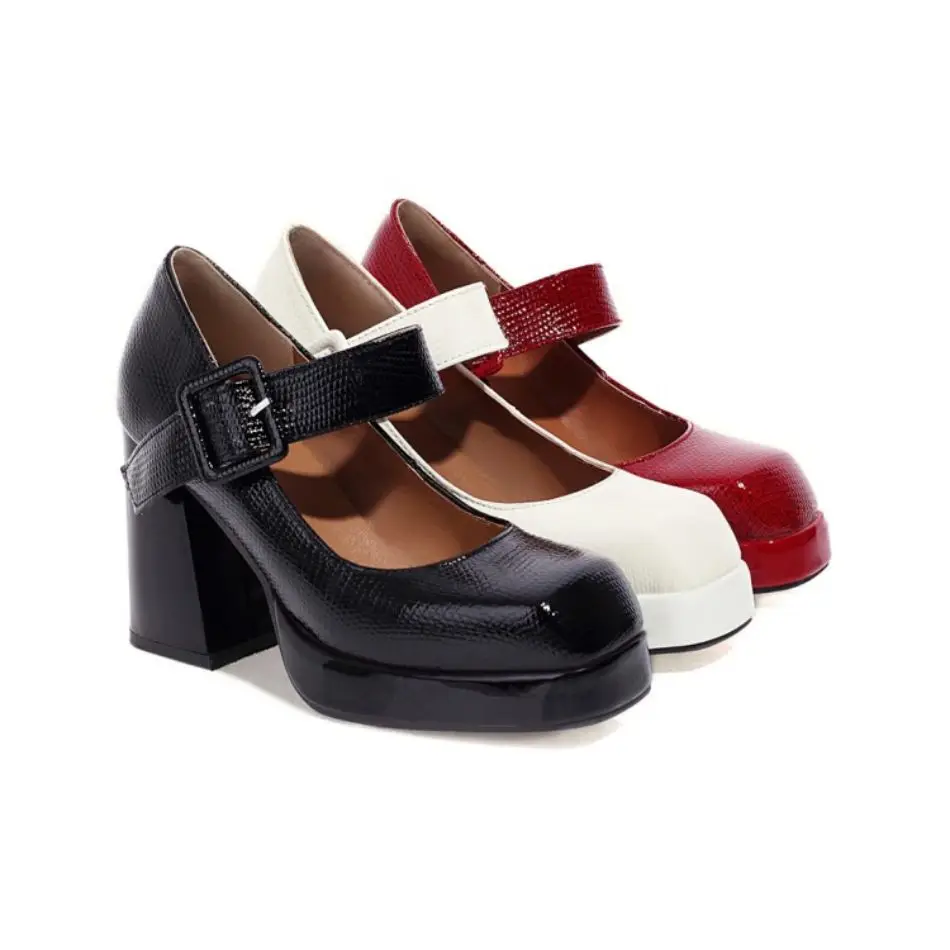 Womens Shoes High Heels Shoes for Women 2022 Classic Platform Pumps Mary Jane Shoes Square Toe Big Heels Buckle Belts Big sizes