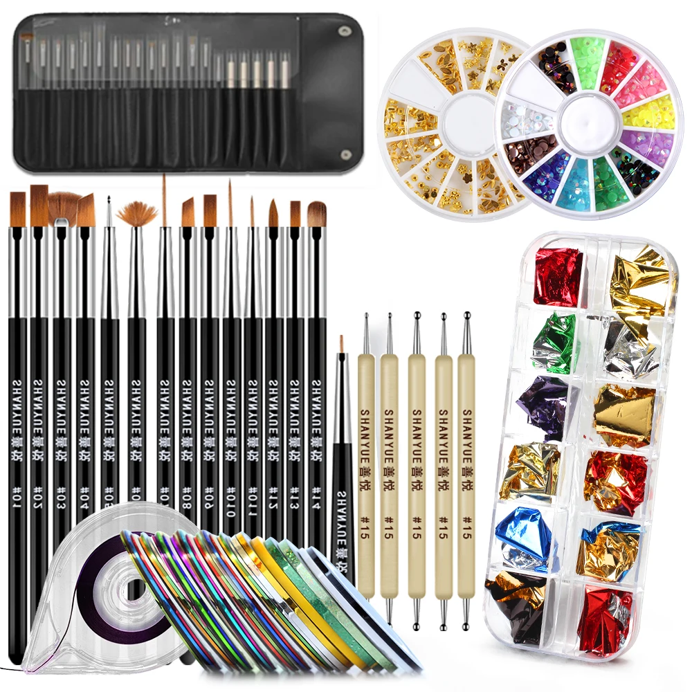 

Набор кистей для дизайна ногтей, 15/20 шт., с инструментом аксессуары для ногтей