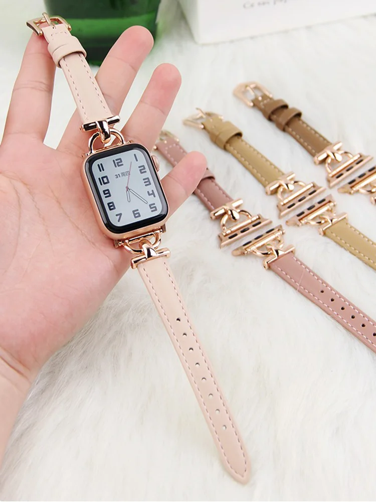 Мягкий ремешок для Apple Watch кожаный 44 мм 41 45 38-42-40 ультра 49-46 женский браслет iwatch series