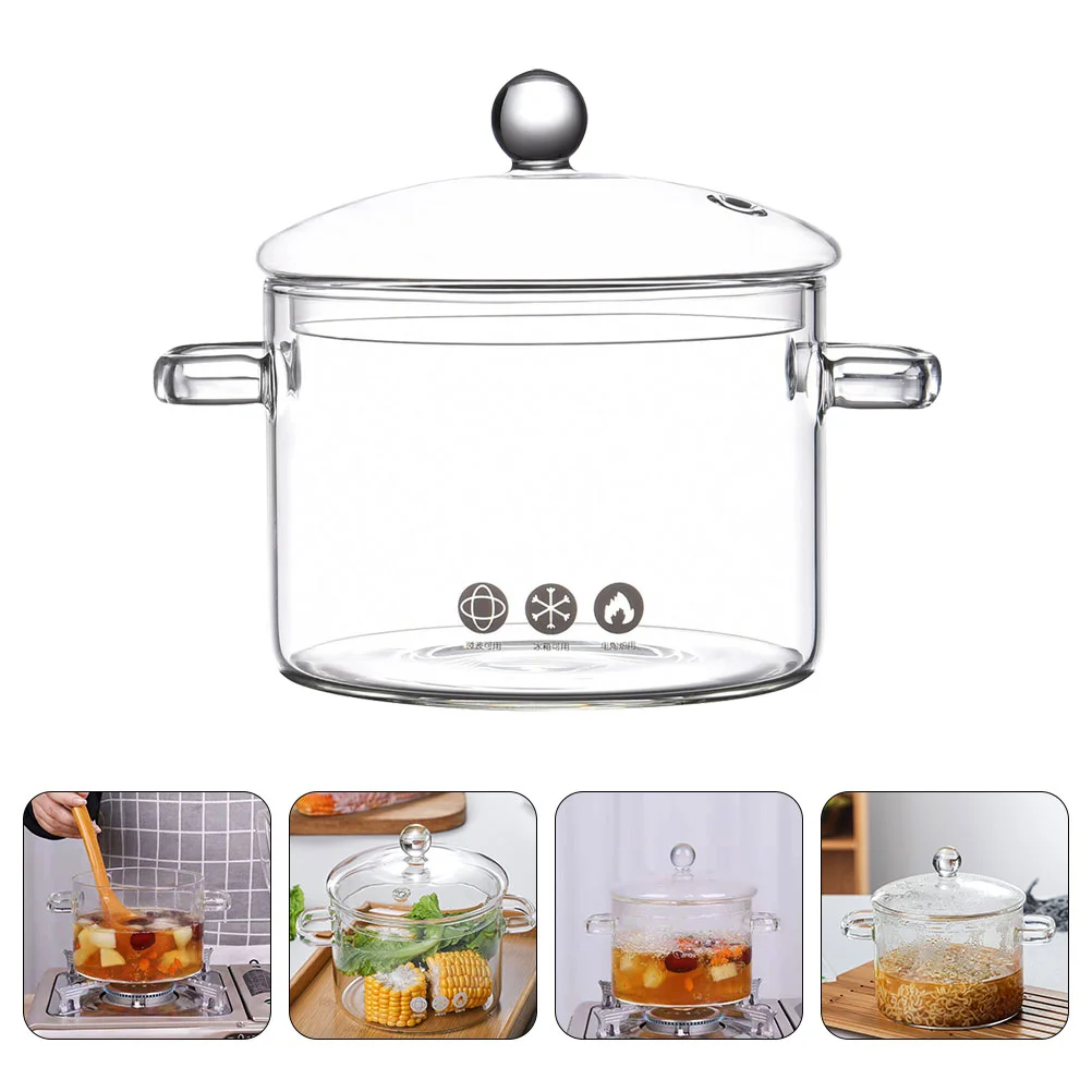 

Pot Cooking Pots Clear Glasses Soup Cookware Pan Pasta Noodle Ramen Stew Lid Saucepan Stovetop Stove Hot Bowls Instant Stockpot